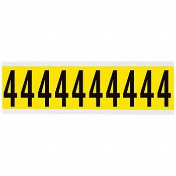 BRADY Number Label 4 Blk On Yllw 2-1/4inH, 35TA06
