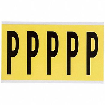 BRADY Letter Label P Blk On Yllw 5inHx1-3/4inW, 35TA15