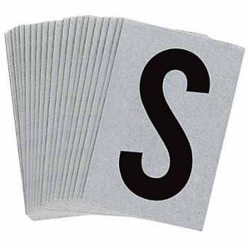 BRADY Letter Label S Blk On Slvr 1-1/2inH PK25, 35TA23