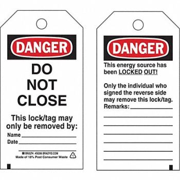 BRADY Danger Tag Do Not Close Econ Poly PK25, 35TJ53