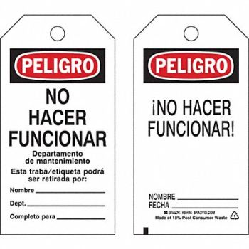 BRADY Danger Tag Peligro Econ Poly PK25, 35TJ54