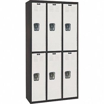 HALLOWELL Lckr 2x3Lckr LtGry/Blk 72 x36 x18 Assm, 35UW84