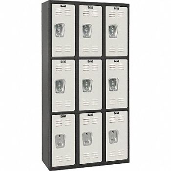 HALLOWELL Lckr 3x3Lckr LtGry/Bk 72 x36 x18 UnAssm, 35UW63