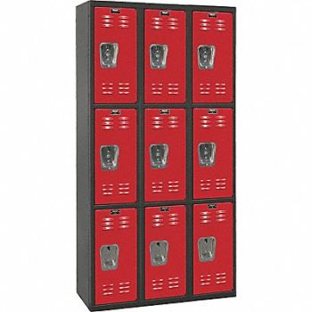 HALLOWELL Lckr 3x3Lckr Red/Blk 72 x36 x18 UnAssm, 35UW64