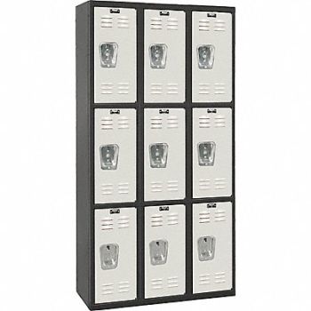 HALLOWELL Lckr 3x3Lckr LtGry/Blk 72 x36 x18 Assm, 35UW87