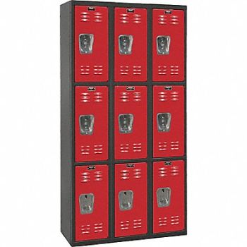 HALLOWELL Lckr 3x3Lckr Red/Blk 72 x36 x18 Assm, 35UW88