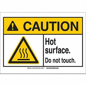 BRADY Caution Sign 3-1/2 Hx5 W Hot Surface, 542Z71