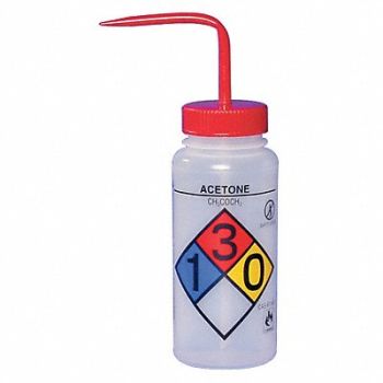 SP SCIENCEWARE Wash Bottle Std 16 oz Acetone Red PK4, 35V610