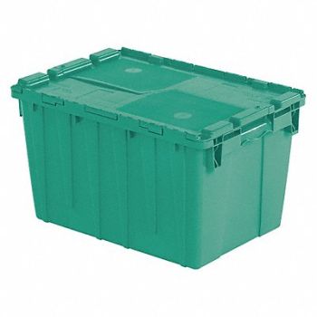 ORBIS E3369 Attached Lid Container Green Solid HDPE, 35VY08