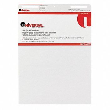 UNIVERSAL ONE Self-Stick Easel Pad 25x30 In White PK2, 35X076
