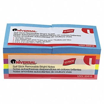 UNIVERSAL ONE Sticky Notes 3 x 3 PK12, 35X077
