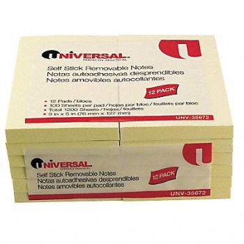 UNIVERSAL Sticky Notes 3 x 5 PK12, 35X095