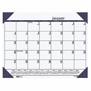 HOUSE OF DOOLITTLE Monthly Desk Pad Calendar 22x17 In Blue, 35X168