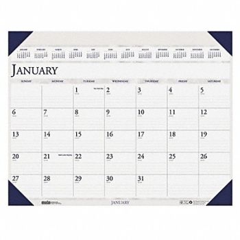 HOUSE OF DOOLITTLE Monthly Desk Pad Calendar 24x19 In Blue, 35X186