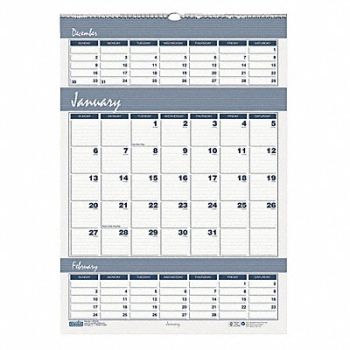 HOUSE OF DOOLITTLE Wall Calendar 3-Months-Per-Page 12x17 In, 35X238