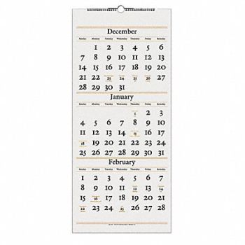 AT-A-GLANCE 3-Month Ref. Wall Calendar 12-1/4x27 In., 35X239