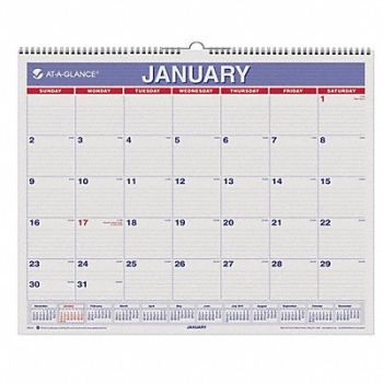 AT-A-GLANCE Monthly Wall Calendar 15x12 In Red/Blue, 35X260