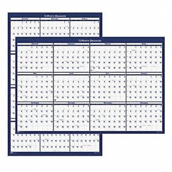 HOUSE OF DOOLITTLE Wall Calendar Reverse/Erase 66x33 In., 35X273