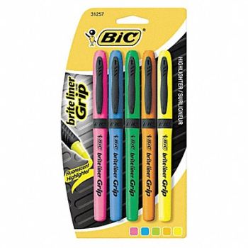 BIC Highlighter Set Flourescent Rubber PK5, 35X942