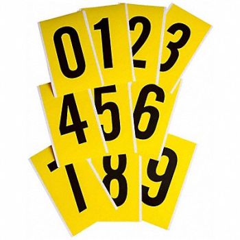 BRADY Number Kit 0 Thru 9 9in.Hx5inW, 35XF74