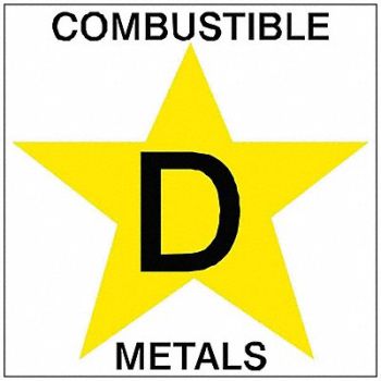 BRADY Label D Combustible Metals 3in.Hx3in.W, 35XG13