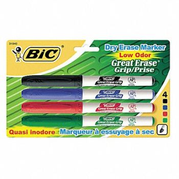 BIC Dry Erase Marker Set Bullet PK4, 35Y062