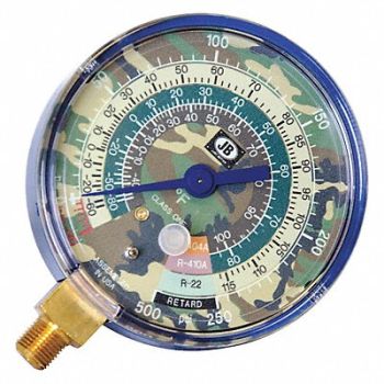 JB INDUSTRIES Gauge 3-1/8 In Dia Low Side Camo 500 psi, 35YX40