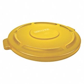 RUBBERMAID COMMERCIAL PRODUCTS J2224 Trash Can Top Flat Snap-On Closure Ylw, 35ZU79