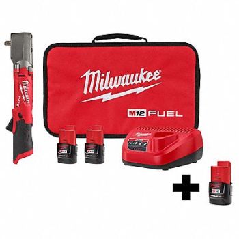 MILWAUKEE M12 3/8 Right Angle Impact Wrench Kit, 361AV3