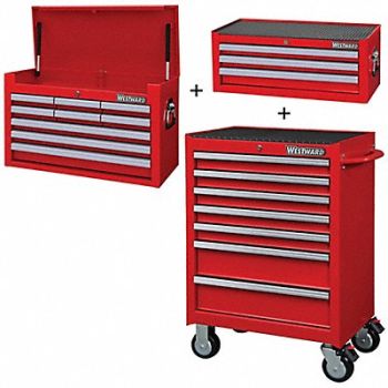 WESTWARD Rolling Cabinet Interemediate Red, 361LN1