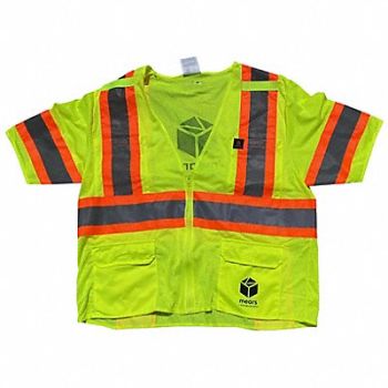IRONWEAR Safety Vest Lime ClassIII 5XL Logo Mears, 361YN4