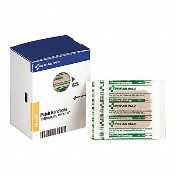 FIRST AID ONLY Patch Bandages 1 1/2 X1 1/2 Beige PK10, 362J13