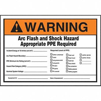 ACCUFORM Arc Flash Label 3 1/2 inx5 in Vinyl, 36A941