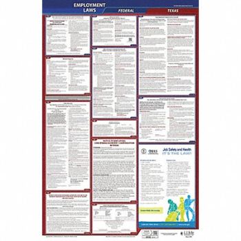 JJ KELLER LaborLaw Poster Fed/STA TX ENG 26inH 3yr, 36ER91