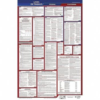 JJ KELLER Labor Law Poster Fed/STA CA SP 40Wx26inH, 36EN90