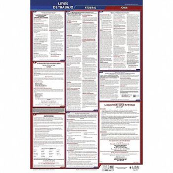 JJ KELLER Labor Law Poster Fed/STA IA SP 26inH 1yr, 36ER06