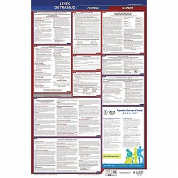 JJ KELLER Labor Law Poster Fed/STA IL SP 40Wx26inH, 36EP01