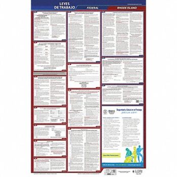 JJ KELLER Labor Law Poster Fed/STA RI SP 40Wx26inH, 36EP27