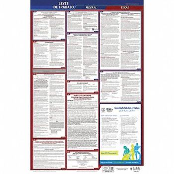 JJ KELLER Labor Law Poster Fed/STA TX SP 26-1/2inH, 36EP31