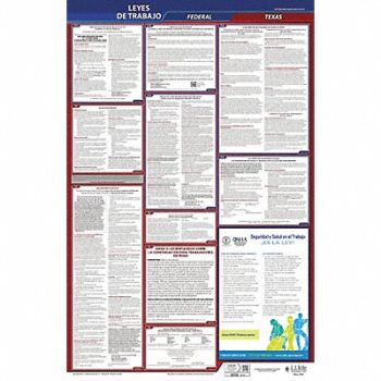 JJ KELLER Labor Law Poster Fed/STA TX SP 26inH 1yr, 36ER39