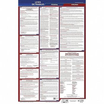 JJ KELLER Labor Law Poster Fed/STA VA SP 40Wx26inH, 36EP34