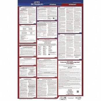 JJ KELLER Labor Law Poster Fed/STA VT SP 40Wx26inH, 36EP35