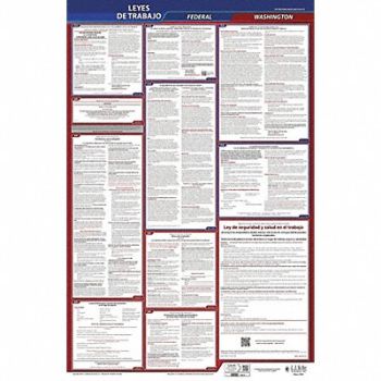 JJ KELLER Labor Law Poster Fed/STA WA SP 40Wx26inH, 36EP36