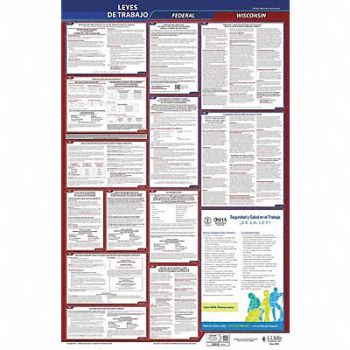 JJ KELLER Labor Law Poster Fed/STA WI SP 26inH 3yr, 36ET51