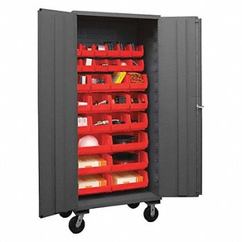 DURHAM MFG K4876 Bin Cabinet 80 x36 x24 Gray 30RedBns, 36EZ47