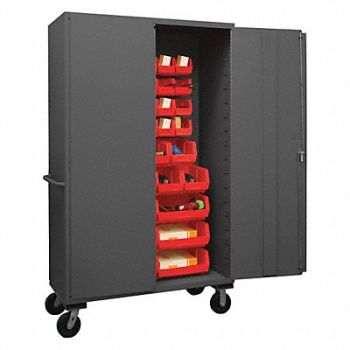 DURHAM MFG K4877 Bin Cabinet 80 x48 x24 Gray 42RedBns, 36EZ53