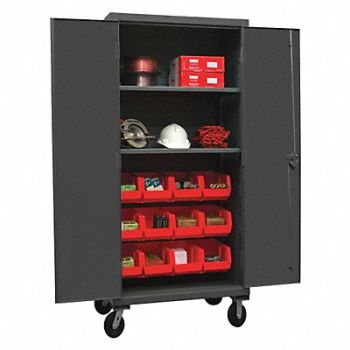 DURHAM MFG K4886 Bin Cabinet 80 x36 x24 Gray 12RedBns, 36EZ56