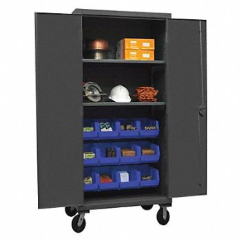 DURHAM MFG K4886 Bin Cabinet 80 x36 x24 Gray 12BlueBns, 36EZ57