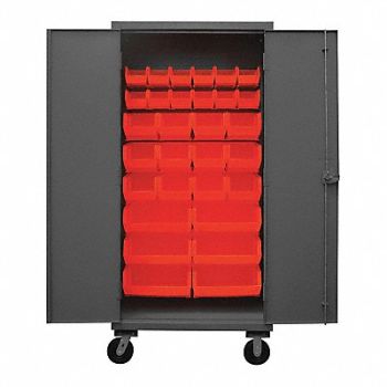 DURHAM MFG K4880 Bin Cabinet 80 x36 x24 Gray 30RedBns, 36EZ59