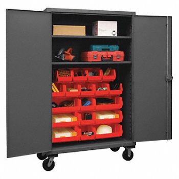 DURHAM MFG K4887 Bin Cabinet 80 x48 x24 Gray 18RedBns, 36EZ62